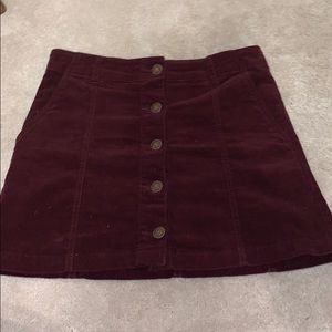 maroon/burgundy corduroy  button down skirt